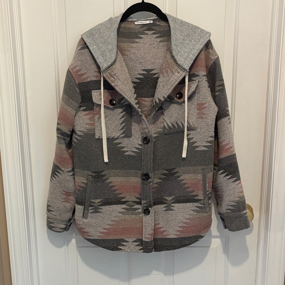 Staccato Gray and Pink Patterned Jacket